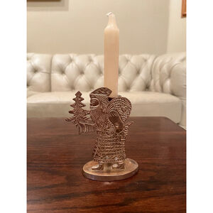 Vintage Santa Candle Holder Father Christmas Saint Nic Candlestick Holder Holder